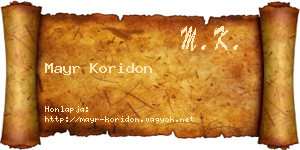 Mayr Koridon névjegykártya